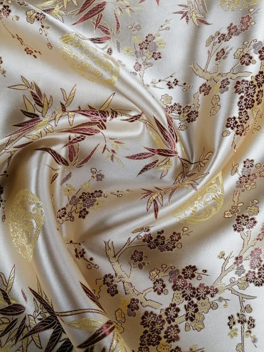 Chinese Brocade - Gold/Brown - 46" Wide - Sold By the Metre