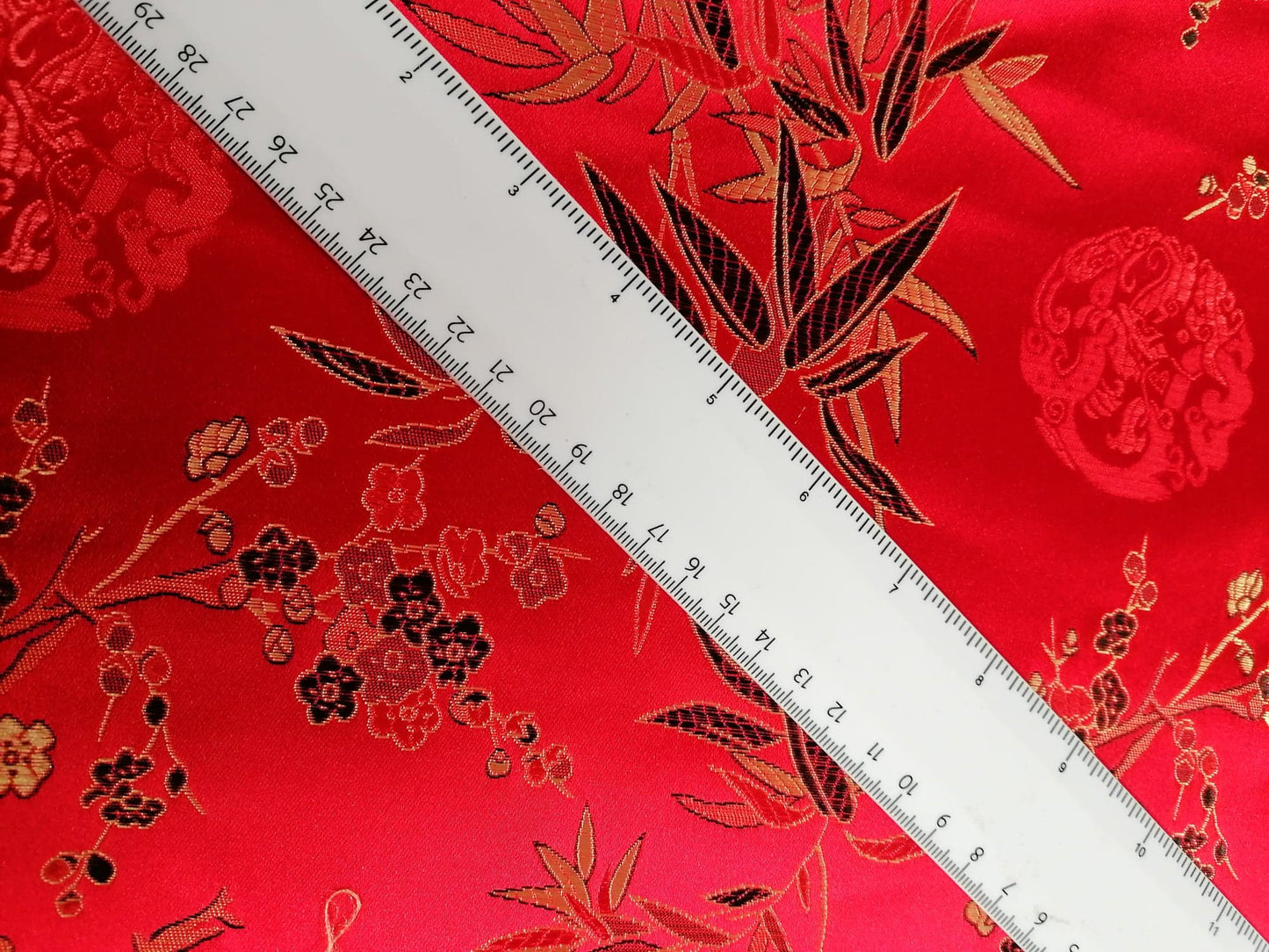 Chinese Brocade - Red/Gold/Black - 46" Wide - Sold By the Metre