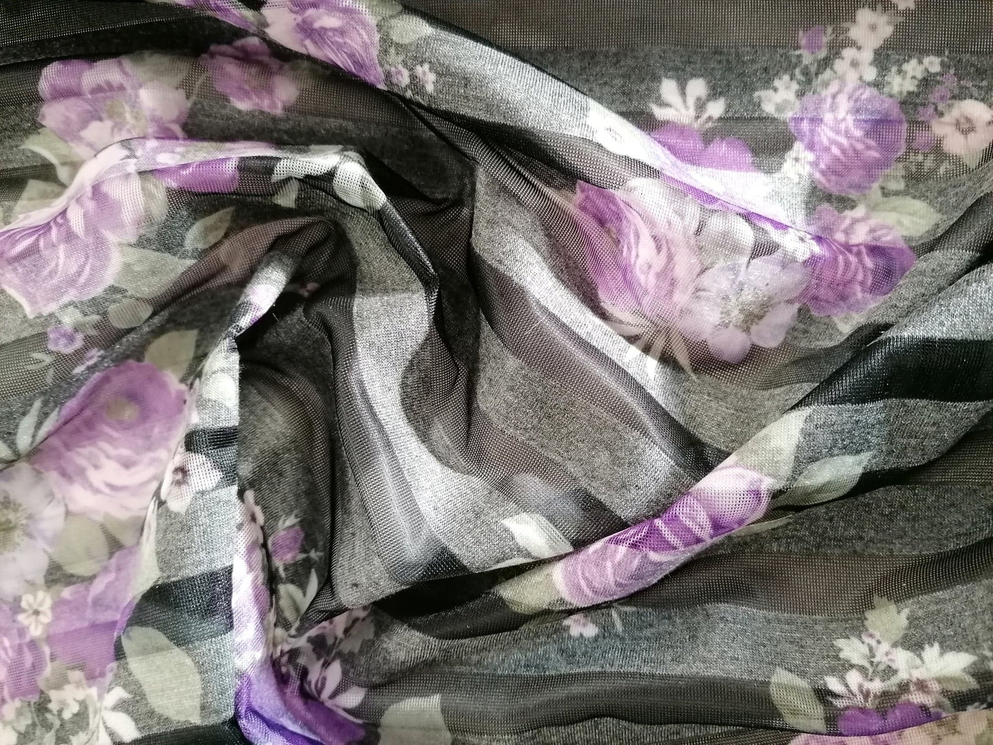 Poly Burnout - Black/Purple/Green/White - 60" Wide - Sold By the Metre