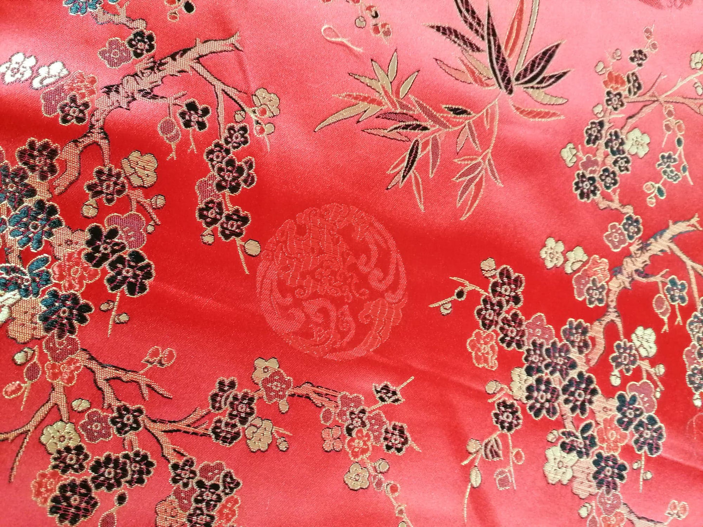 Chinese Brocade - Red/Gold/Black - 46" Wide - Sold By the Metre