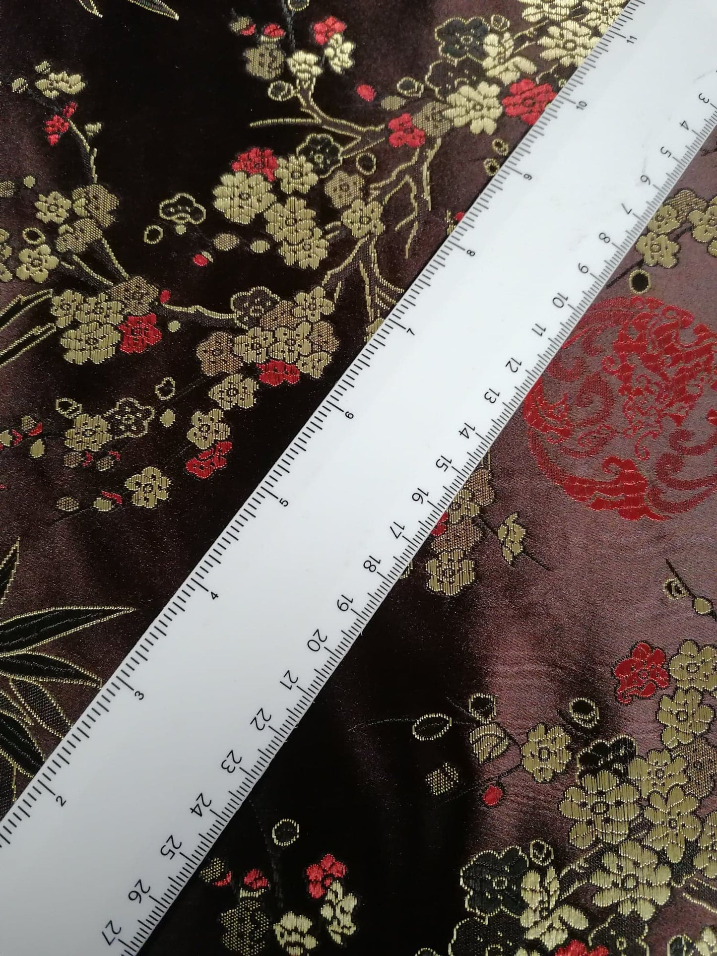 Chinese Brocade - Plum/Red/Gold - 46" Wide - Sold By the Metre