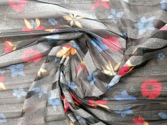 Poly Burnout - Black/Orange/Red/Blue - 58" Wide - Sold By the Metre