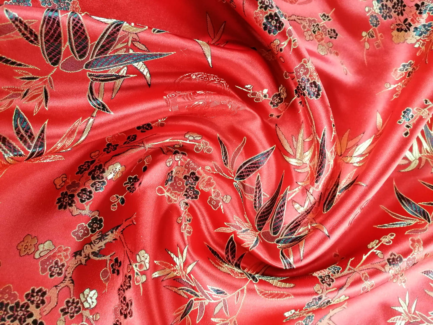 Chinese Brocade - Red/Gold/Black - 46" Wide - Sold By the Metre