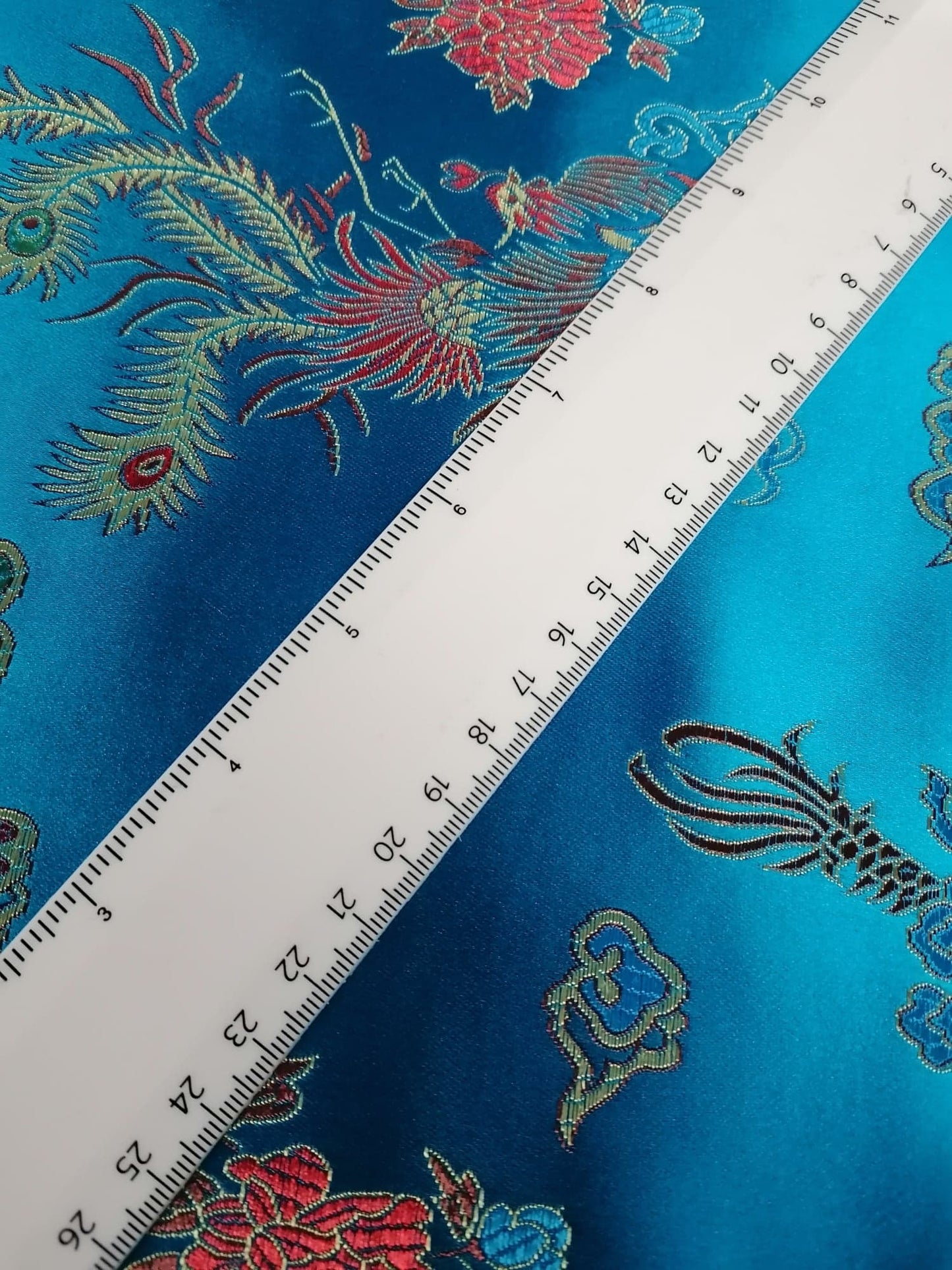 Chinese Brocade - Blue/Brown/Gold - 46" Wide - Sold By the Metre