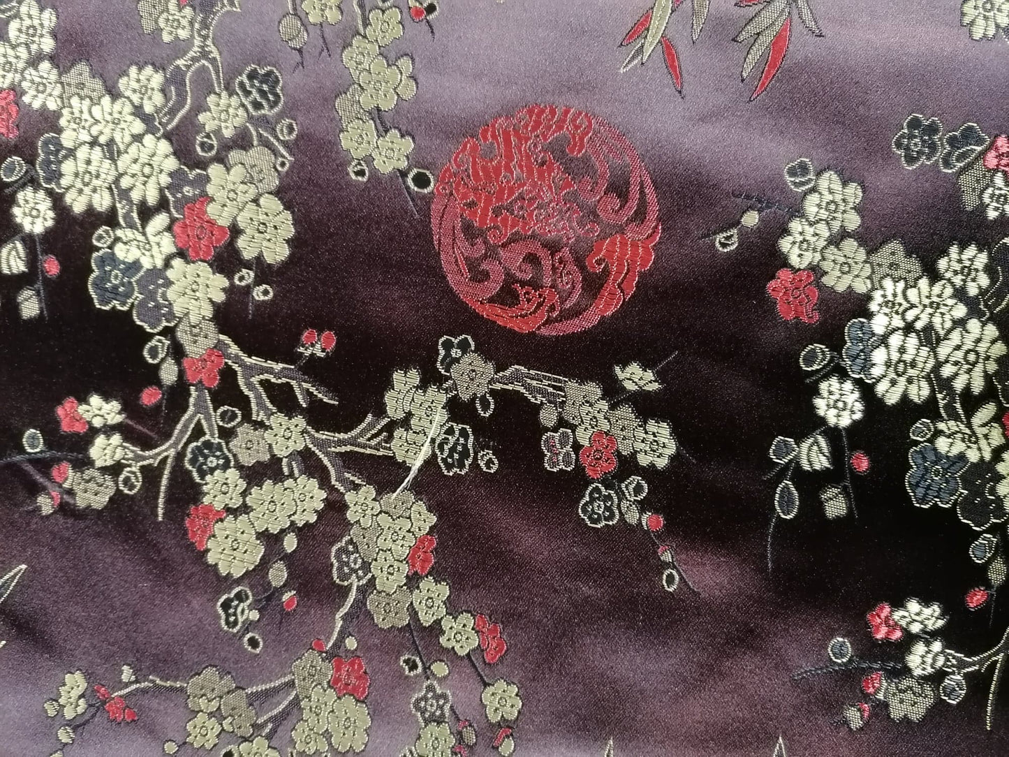 Chinese Brocade - Plum/Red/Gold - 46" Wide - Sold By the Metre