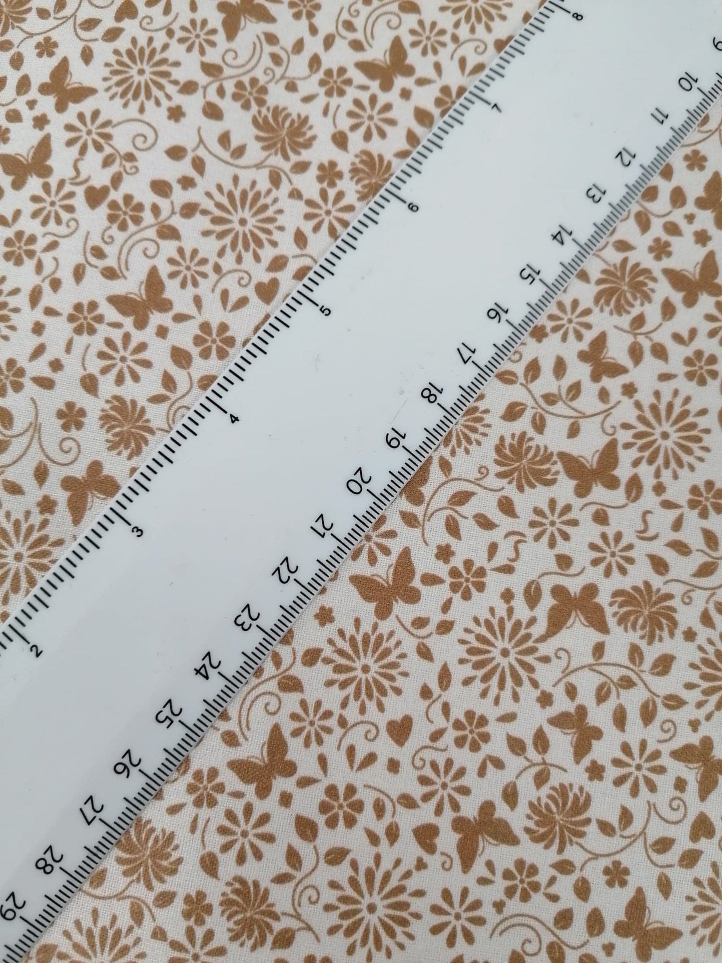 100% Cotton - Crafting & Quilting - Butterflies - White/Brown - 44" Wide - Sold By the Metre