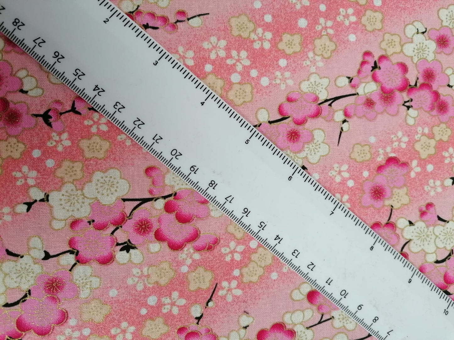 100% Cotton - Japanese Foil - Pink/Peach/Gold - 58" Wide - Sold By the Metre