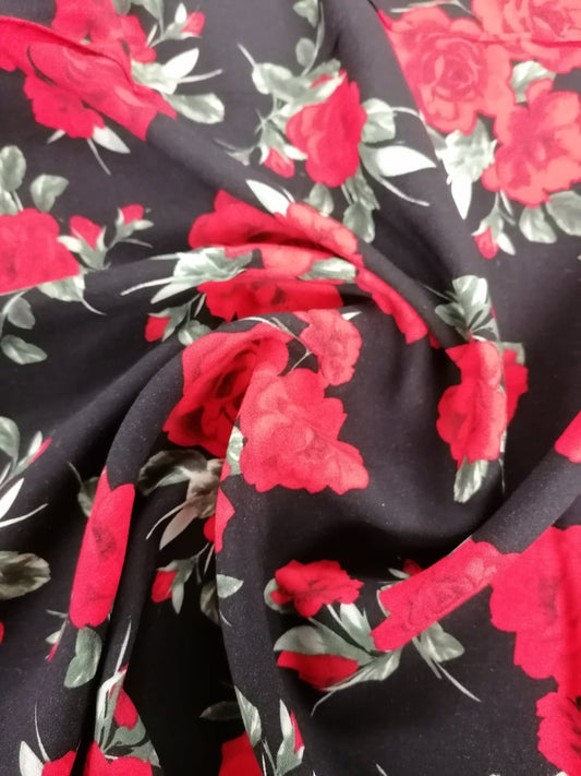 Viscose - Black/Red/Green - 55" Wide - Sold By the Metre
