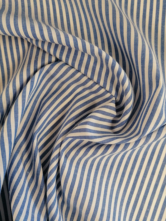 Polycotton Colour Woven Shirting - Blue/White - 45" Wide - Sold By the Metre