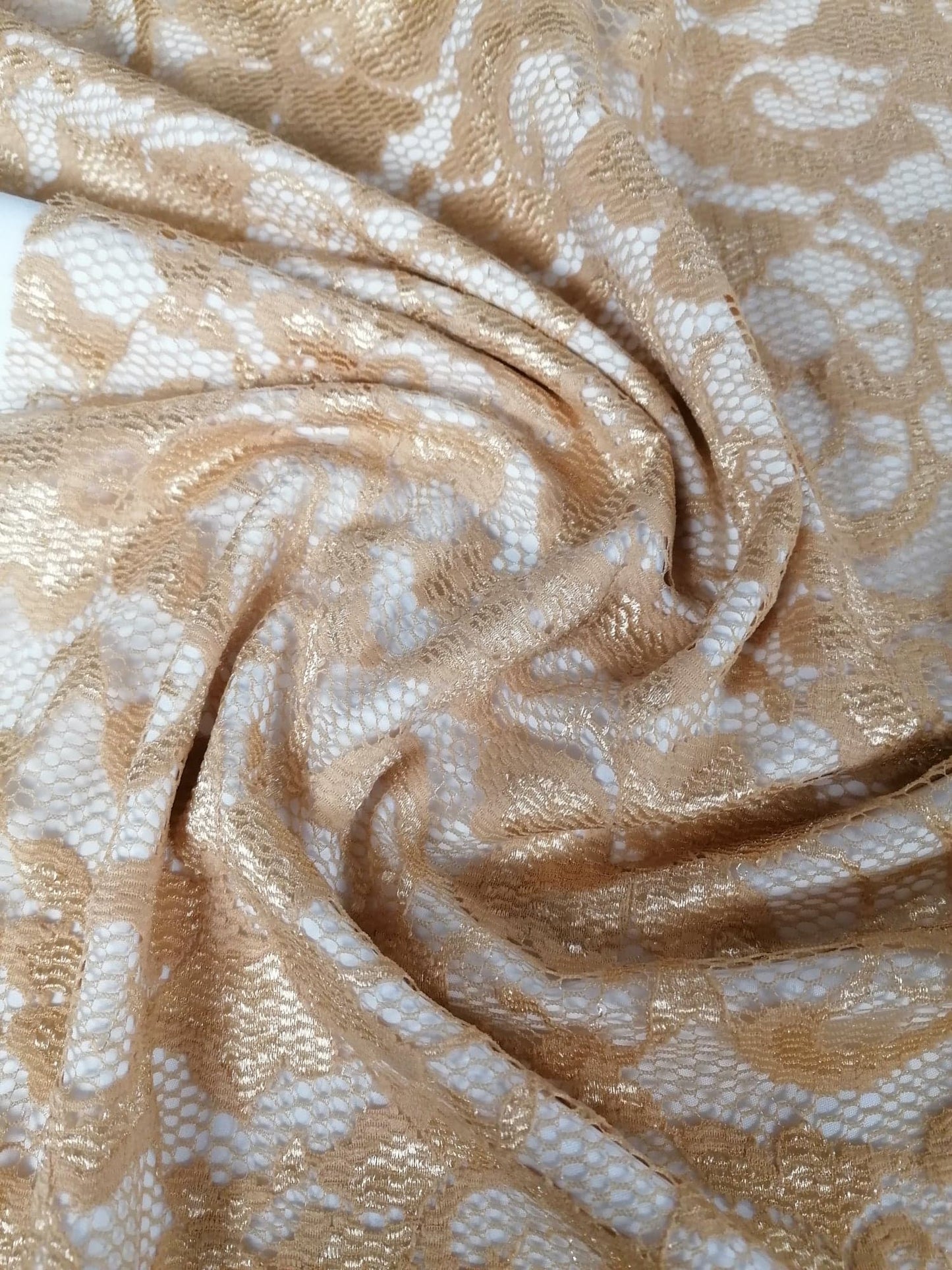 Double Scalloped Lace - Gold - 61" Wide - Sold By the Metre