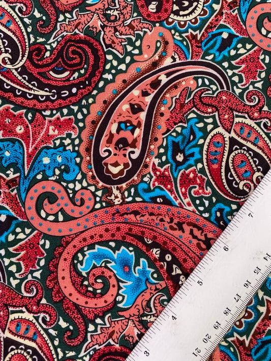 Viscose - Plum/Peach/Blue/Black - 57" Wide - Sold By The Metre