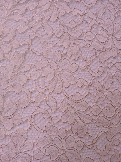 River Island Double Scalloped Lace - White/Bronze - 51" Wide - Sold By The Metre