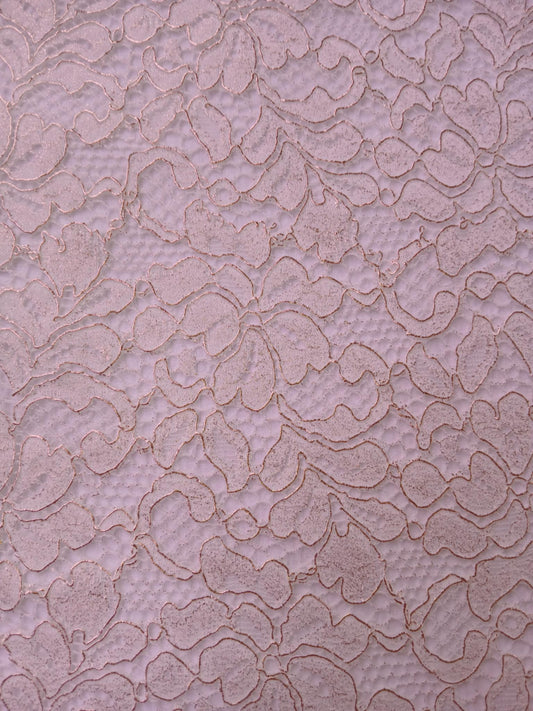 River Island Double Scalloped Lace - White/Bronze - 51" Wide - Sold By The Metre