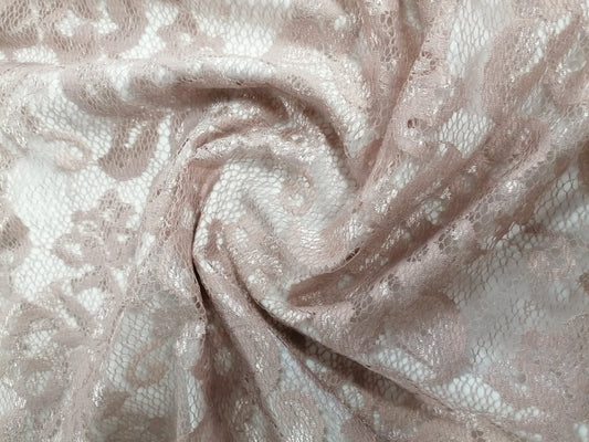 Double Scalloped Lace - Dusty Pink - 58" Wide - Sold By the Metre
