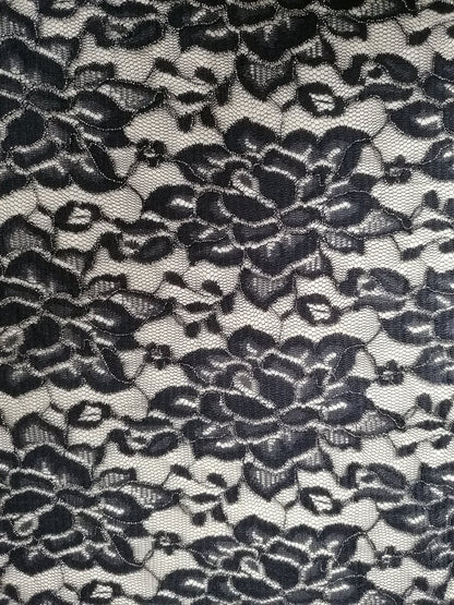 Double Scalloped Lace - Navy - 56" Wide - Sold By the Metre