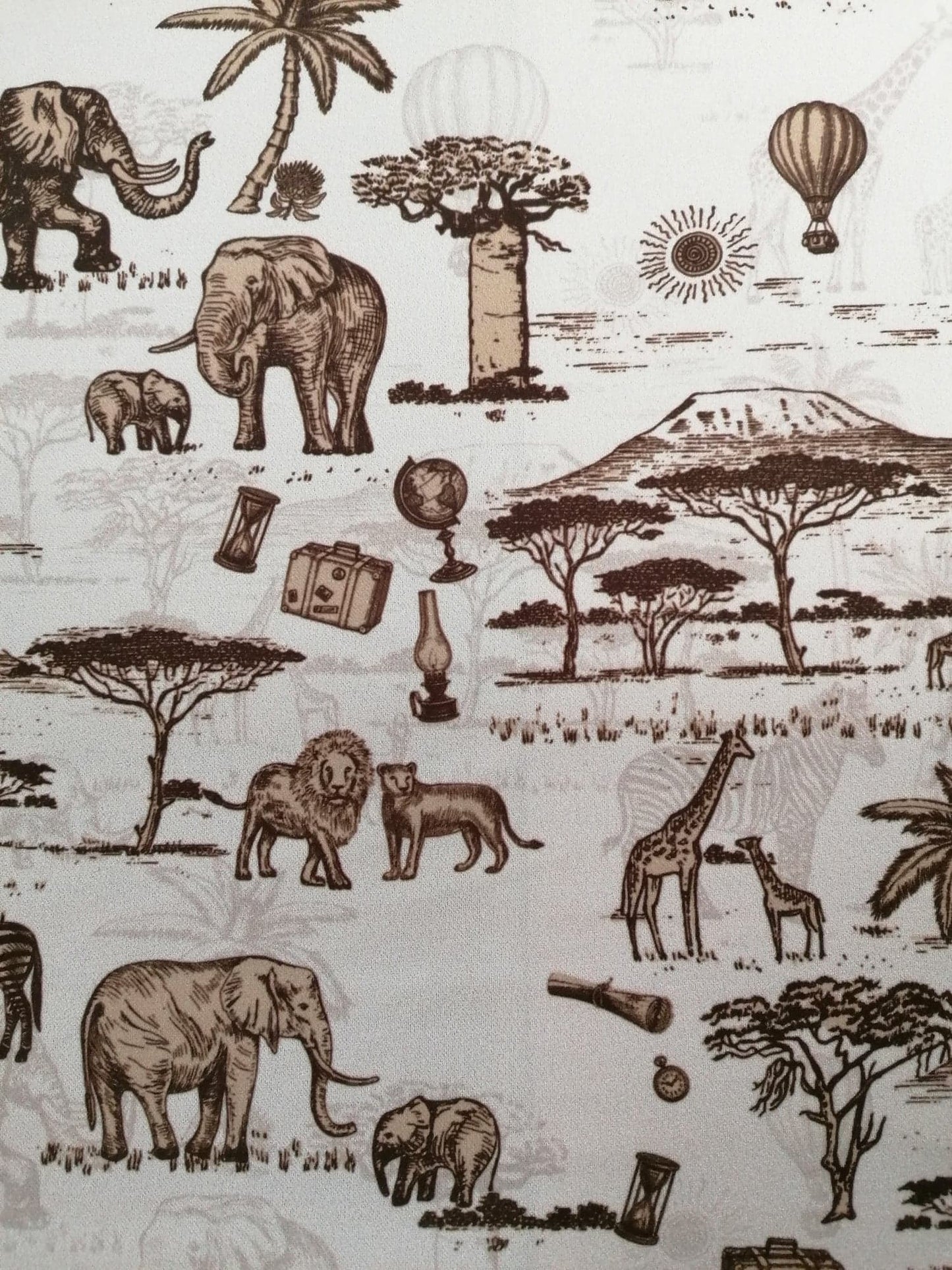 Scuba Crepe - Animals - Brown/Cream - 58" Wide - Sold By the Metre