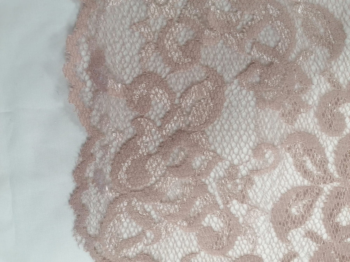 Double Scalloped Lace - Dusty Pink - 58" Wide - Sold By the Metre