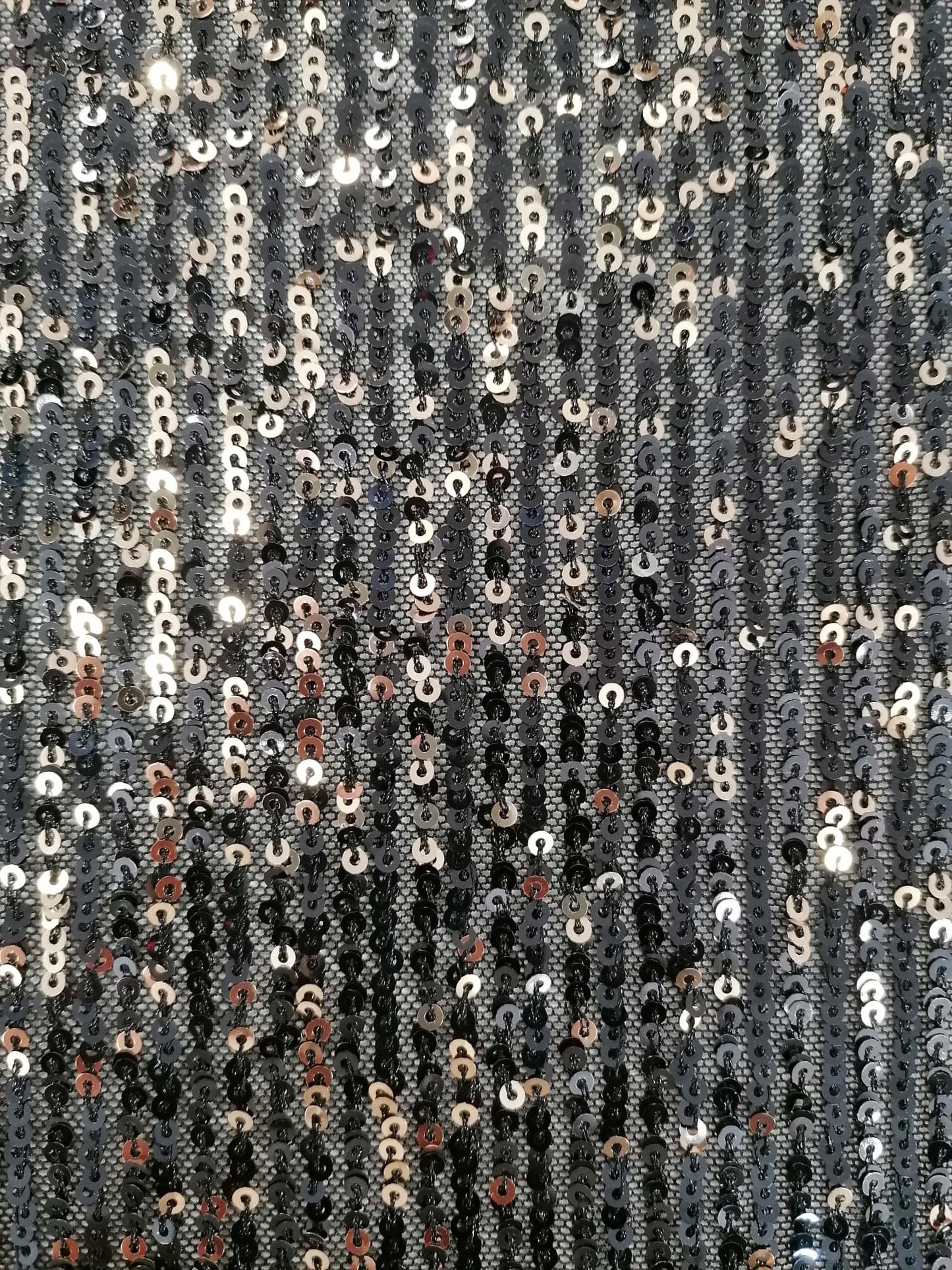 Sequins on Power Mesh - Black/Gold - 55" Wide - Sold By the Metre