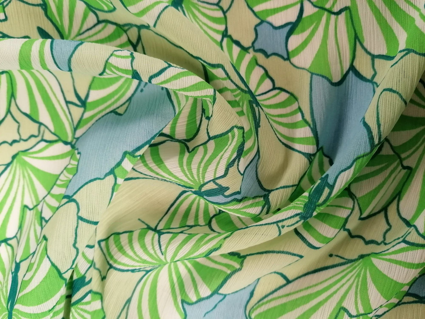 Yoryu Chiffon - Green/Blue/White - 60" Wide - Sold By the Metre