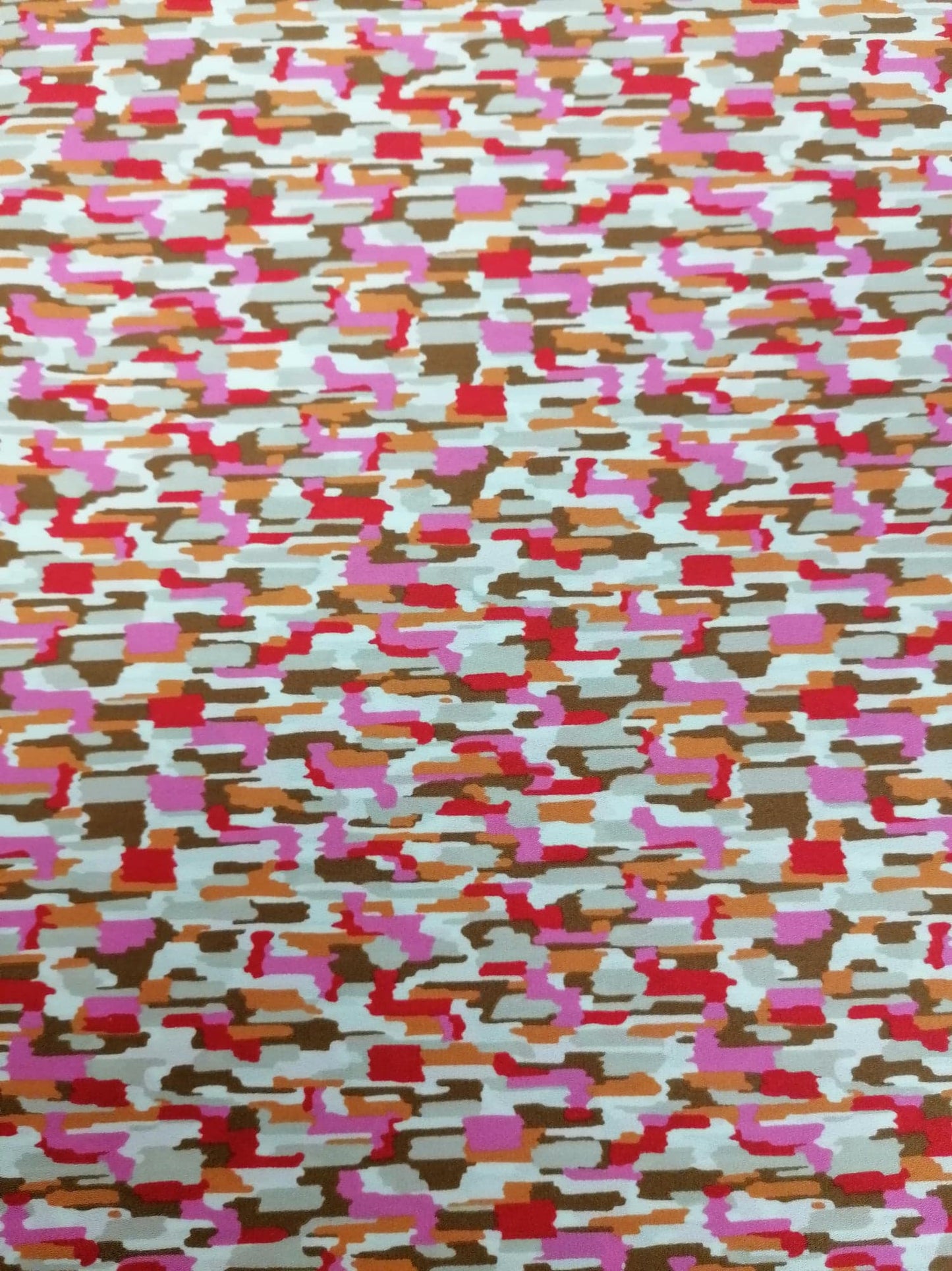 100% Polyester Crepe - Orange/Brown/Beige/Cream - 56" Wide - Sold By the Metre