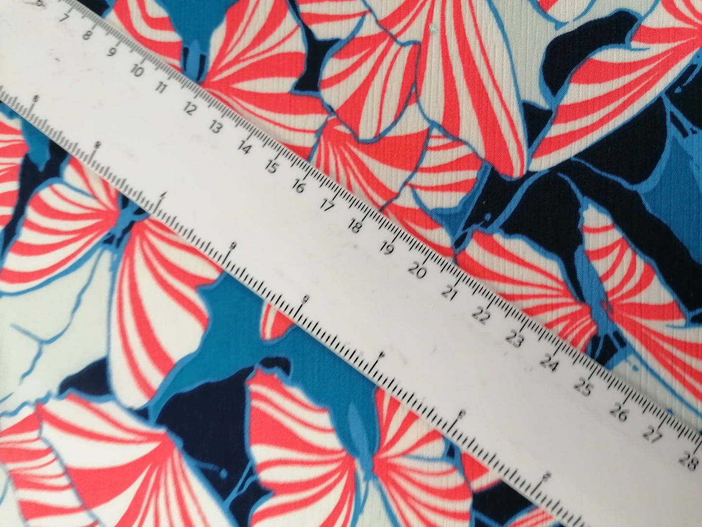 Yoryu Chiffon - Red/Blue/White - 60" Wide - Sold By the Metre