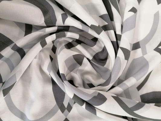 100% Viscose - Grey/White - 57" Wide - Sold By the Metre