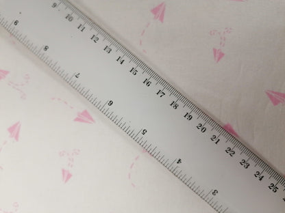 100% Cotton - Paper Airplanes - Pink/White - 44" Wide - Sold By the Metre