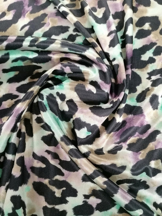 Poly Lycra Satin - Black/Green/Purple - 54" Wide - Sold By the Metre
