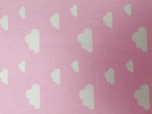 100% Cotton - Clouds - Pink/White - 44" Wide - Sold By the Metre