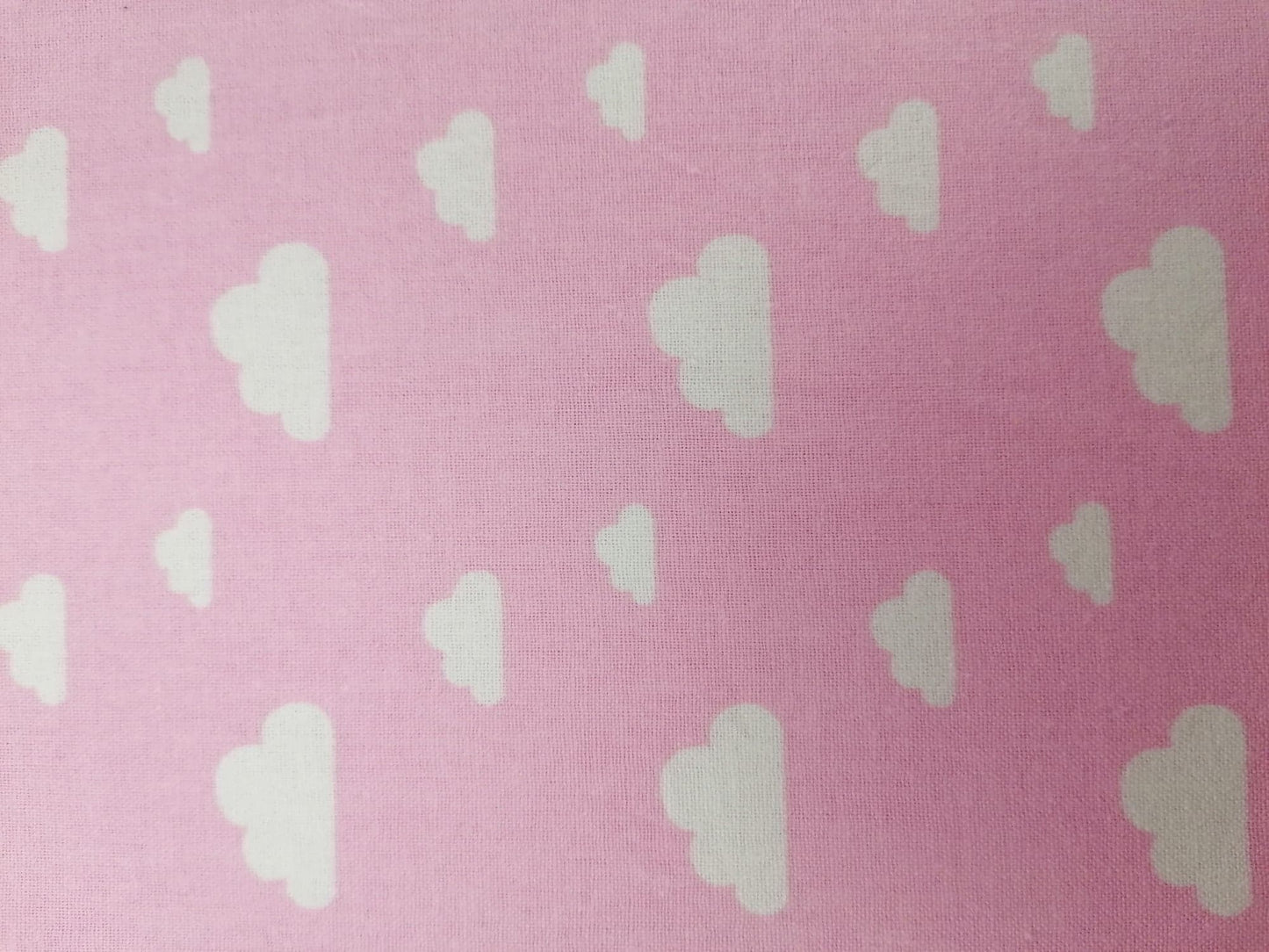 100% Cotton - Clouds - Pink/White - 44" Wide - Sold By the Metre
