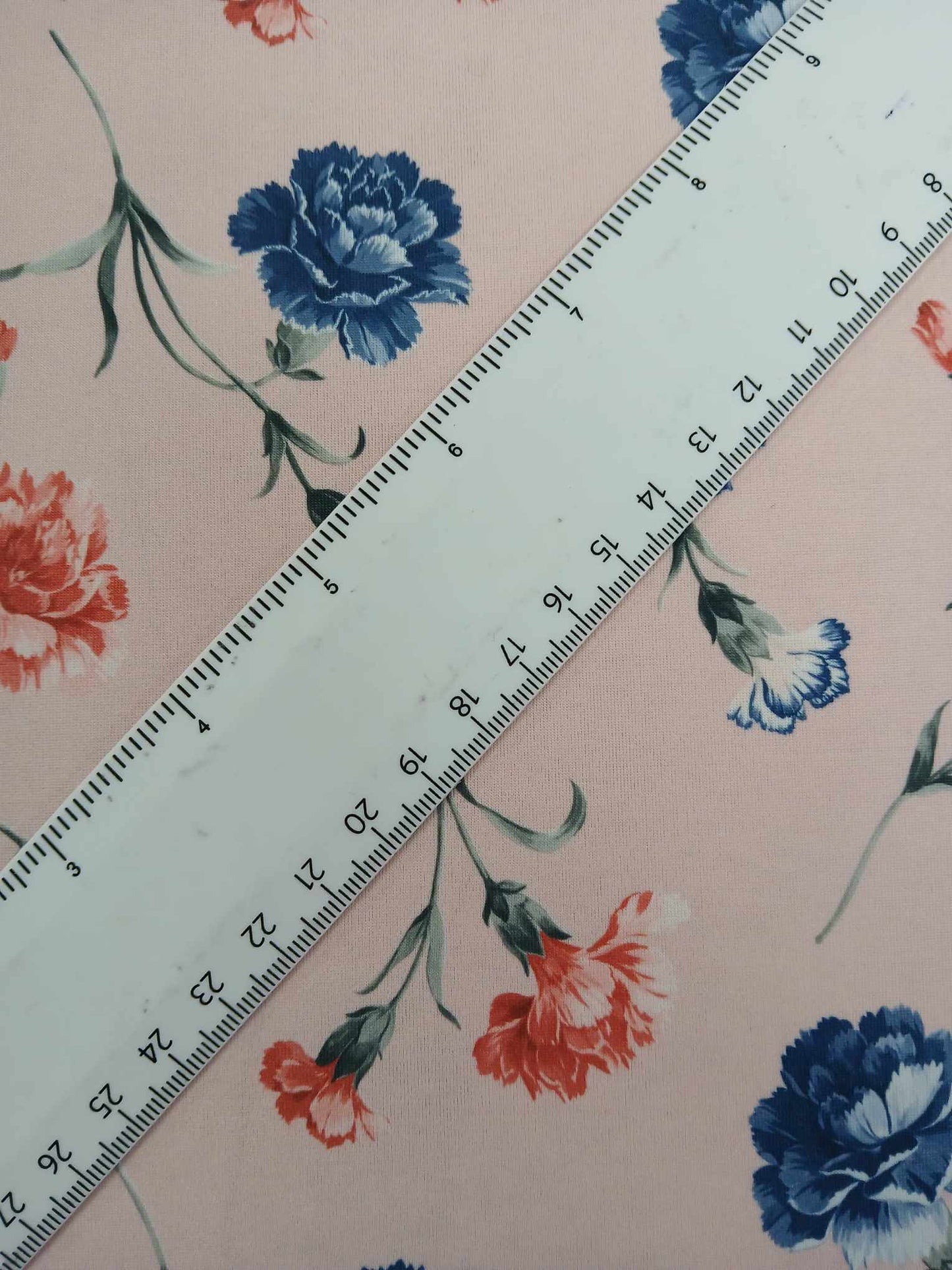 Poly Lycra Jersey - Floral - Blue/Pink/White/Pink - 57" Wide - Sold By the Metre