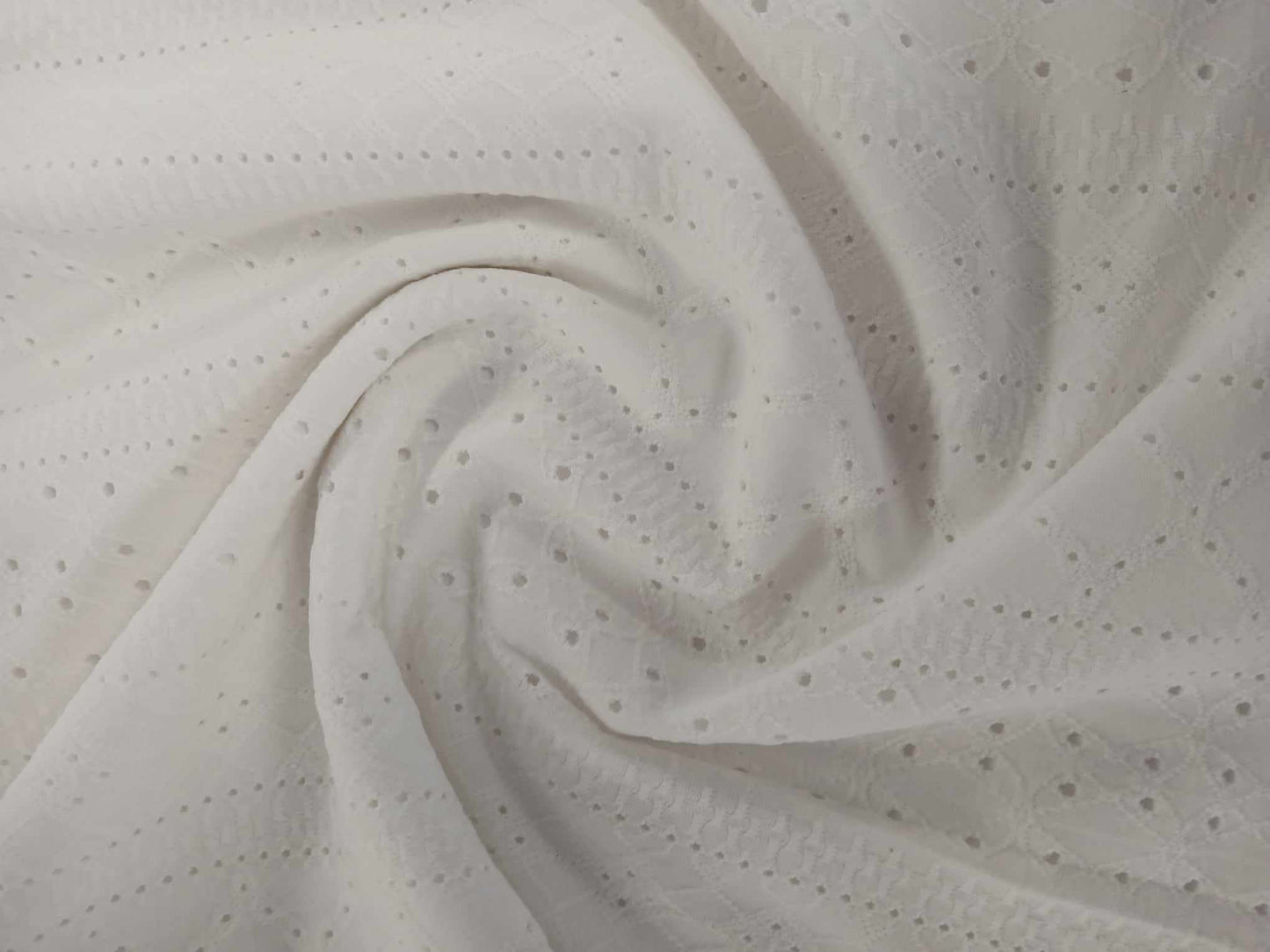 Broiderie Anglaise Poly Lycra - Cream - 58" Wide - Sold By the Metre