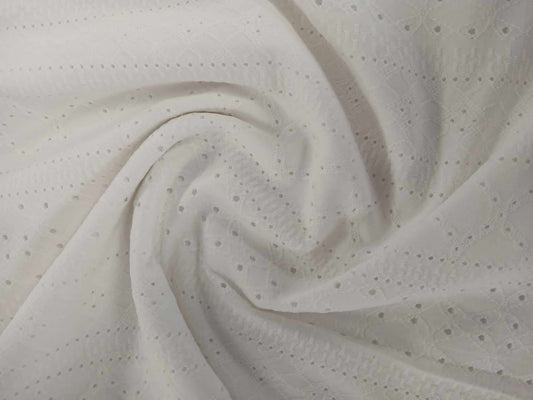 Broiderie Anglaise Poly Lycra - Cream - 58" Wide - Sold By the Metre