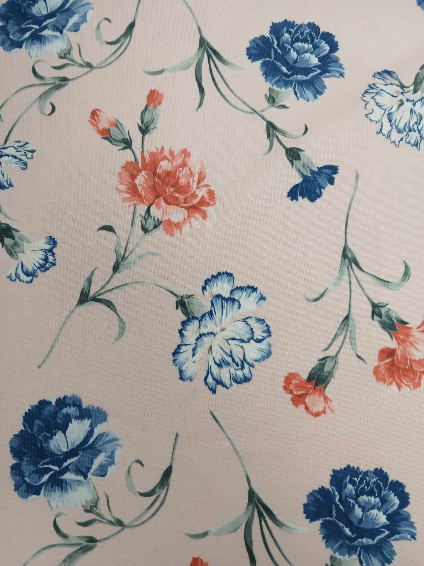 Poly Lycra Jersey - Floral - Blue/Pink/White/Pink - 57" Wide - Sold By the Metre