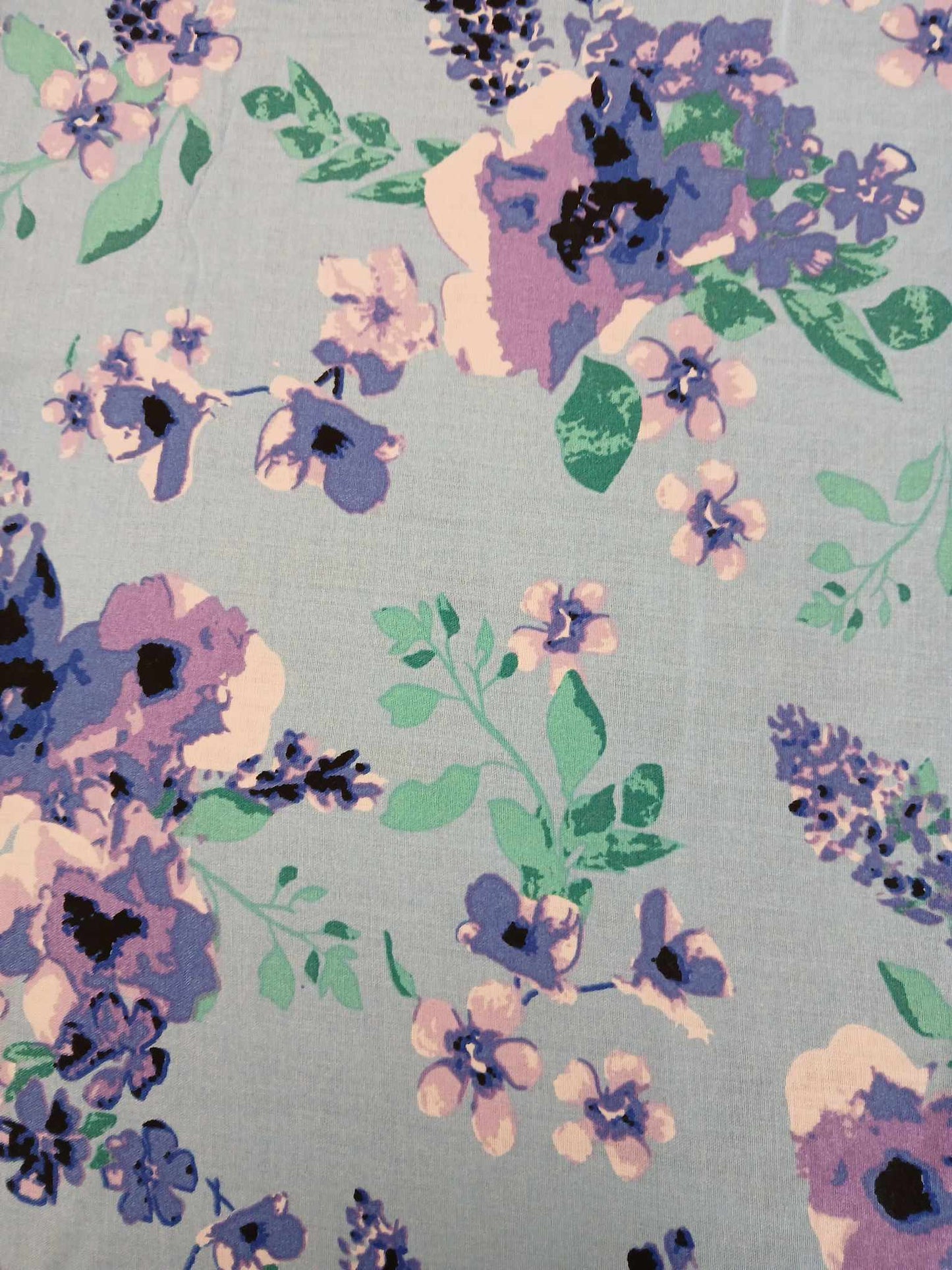 Viscose - Blue/Purple/White/Cream - 55" Wide - Sold By the Metre