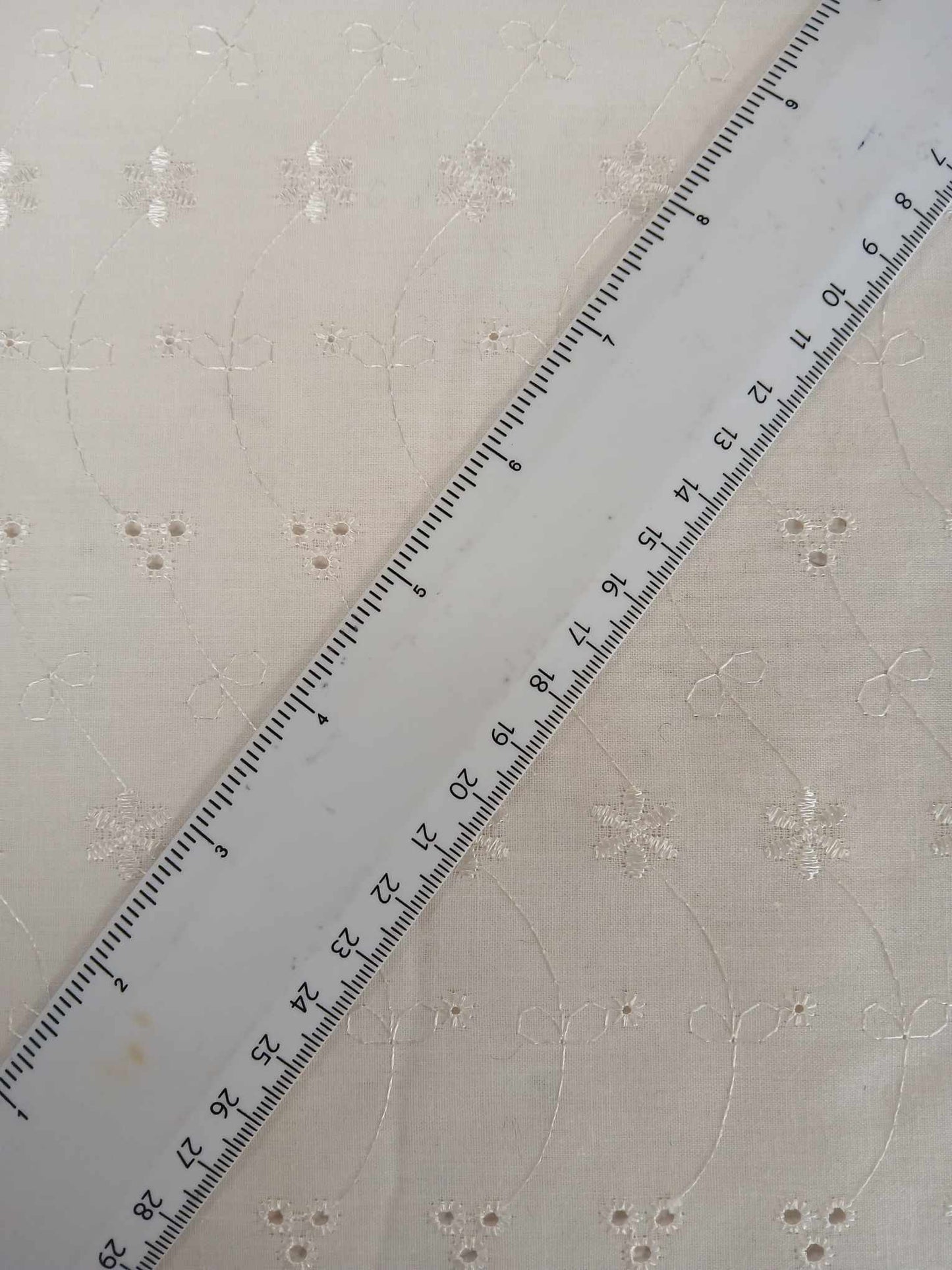 Poly Cotton Broderie Anglaise - Cream - 45" Wide - Sold By the Metre
