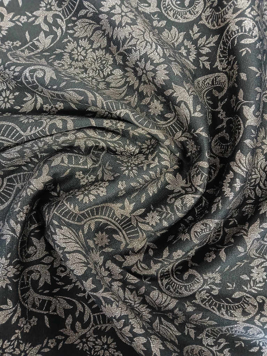 Printed Ponte Roma - Black/Silver - 59" Wide - Sold By the Metre