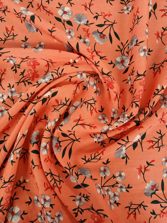 Viscose - Orange/Red/Grey - 54" Wide - Sold By the Metre
