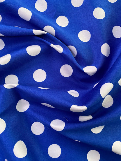 Cotton Spandex 97%/3%- Royal Blue/White - 58"Wide - Sold By The Metre