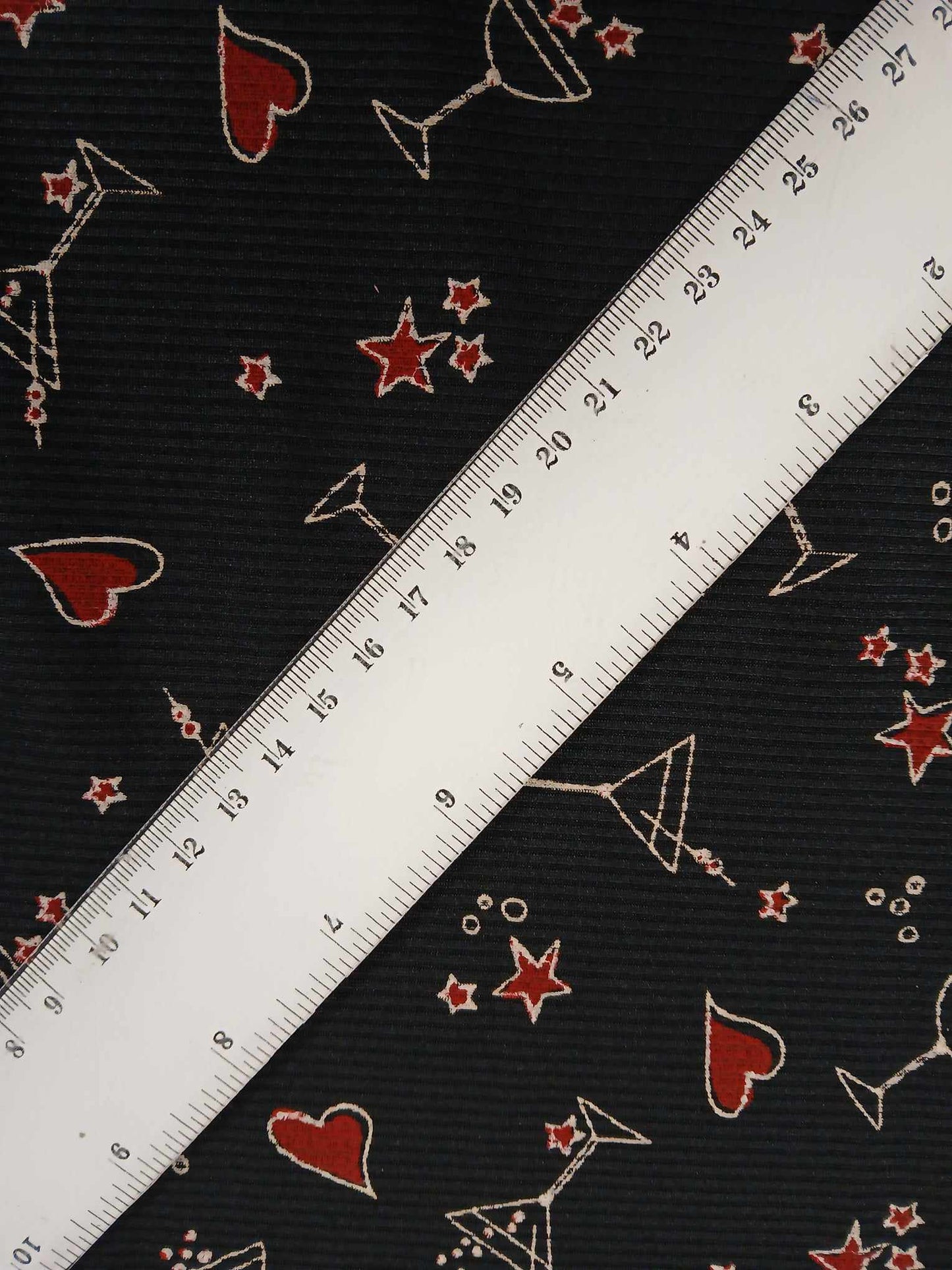 Polyester Rib - Black/Red/Cream - 58" Wide - Sold By the Metre