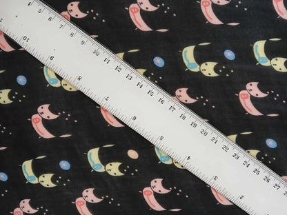 Chiffon - Cats - Black/Pink/Green/Blue - 57" Wide - Sold By the Metre