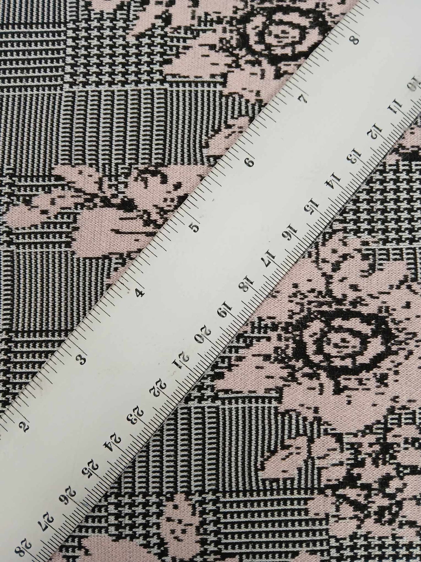 Ponte Roma Jacquard - Black/Pink/White - 55" Wide - Sold By the Metre