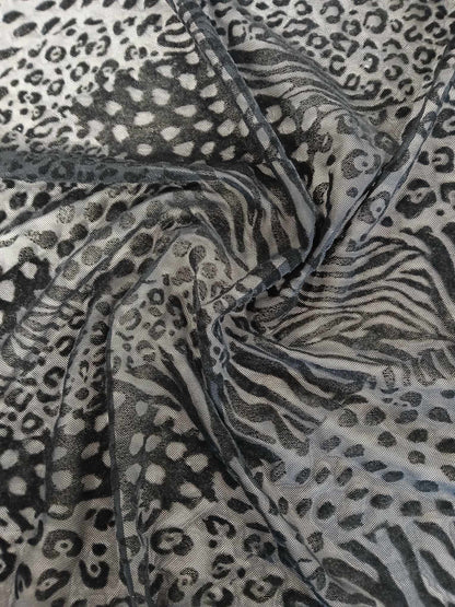 Power Mesh - Animal - Black - 61" Wide - Sold By the Metre