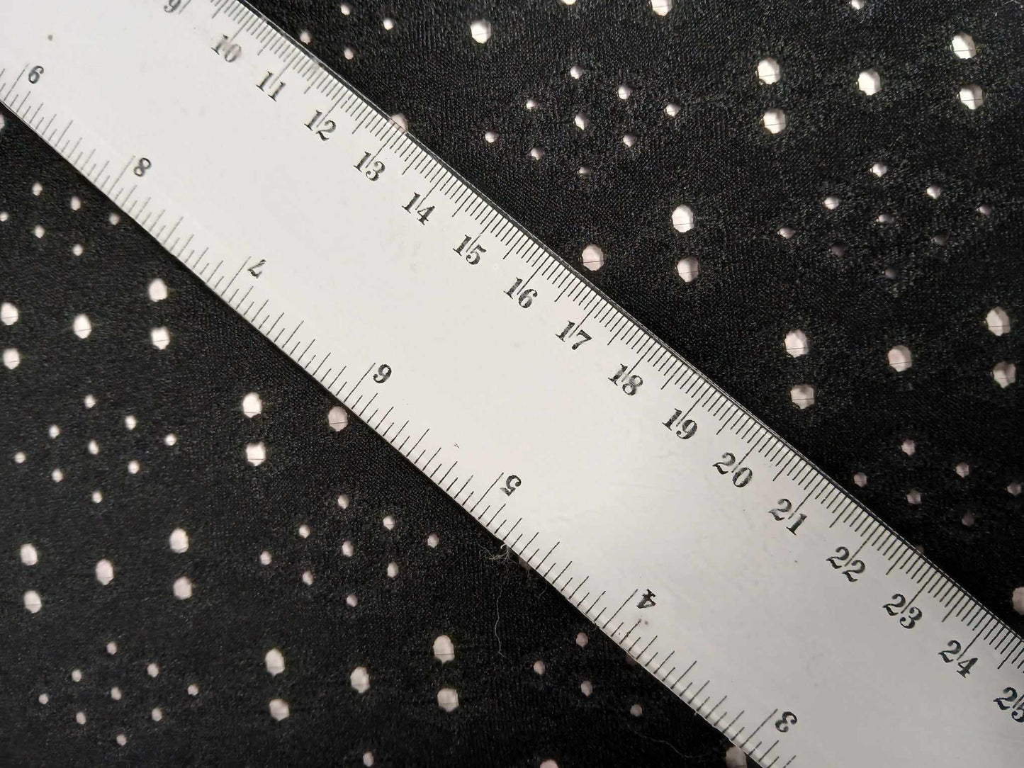 Poly Lycra Knitted Broiderie Anglaise - Black - 58" Wide - Sold By the Metre