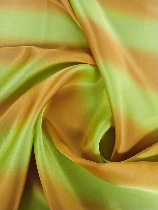 Satin - Lime Green/Orange - 56" Wide - Sold By the Metre