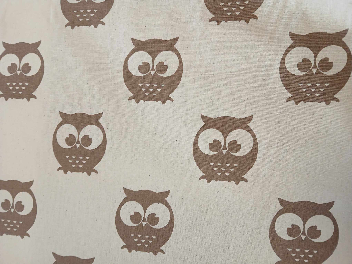 100% Cotton - Owl - Cream/Brown - 57" Wide - Sold By the Metre