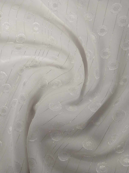 Clipped Chiffon - White/Silver - 56" Wide - Sold By The Metre