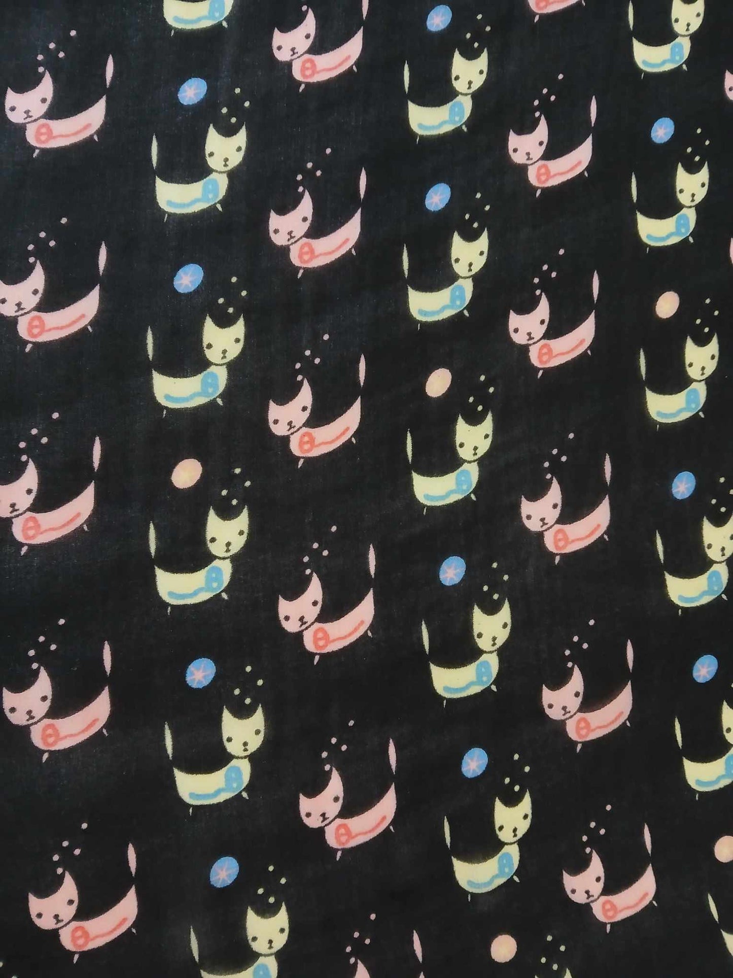 Chiffon - Cats - Black/Pink/Green/Blue - 57" Wide - Sold By the Metre