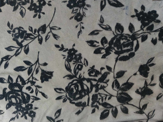 Power Mesh - Floral - Black - 61" Wide - Sold By the Metre