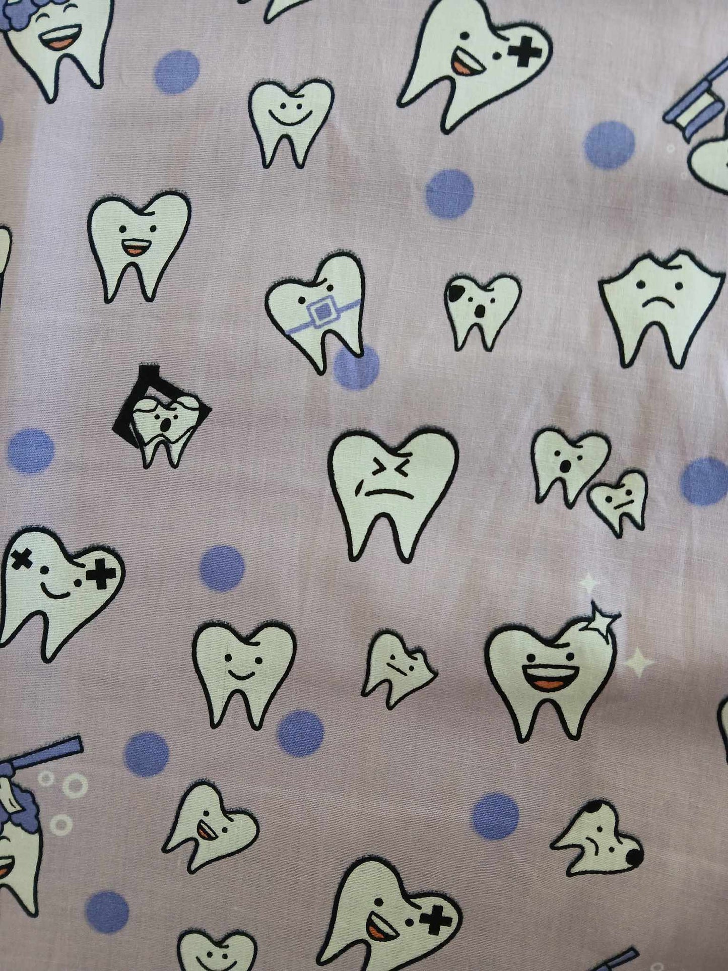 100% Cotton - Teeth - Lilac/Purple/White/Black - 54" Wide - Sold By the Metre